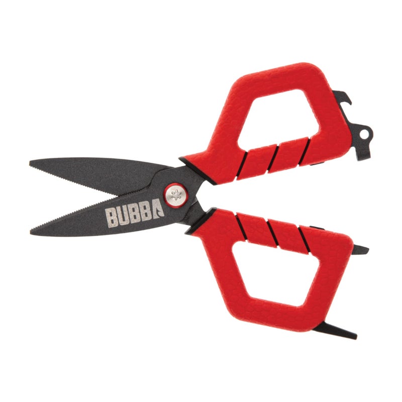 BUBBA Small Shears Fishing Tool With Micro-Serrated Blades & Split Shot Crimp Tool - Bottle Opener & Lanyard Hole - Image 1
